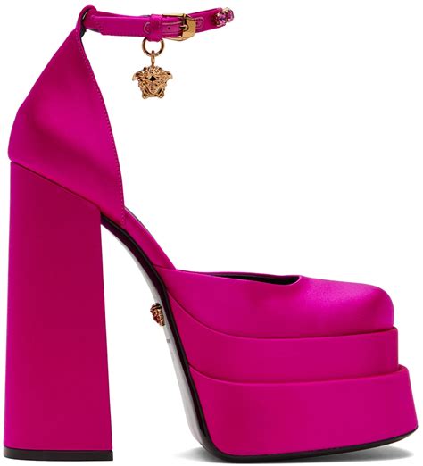 versace pink chunky heels|versace platform heels open toe.